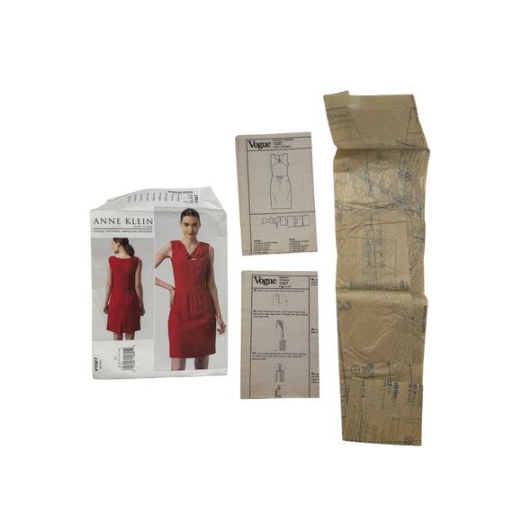 VOGUE Anne Klein Twist Front Pleated Dress Pattern V1327 Size A5 Uncut Career - Picture 5 of 5